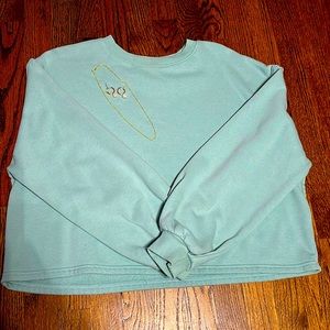 Hip cut, crewneck sweater (teal)